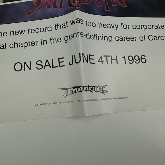 1996 Napalm Death Cursed Tour & Carcass Swansong Double Sided Promo Poster VTG - Picture 3 of 7